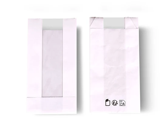 Bolsa blanca con ventana "DELUXE" 50 gsm 11x5x21cm (1000 unid/caja)-(exclusivo online)