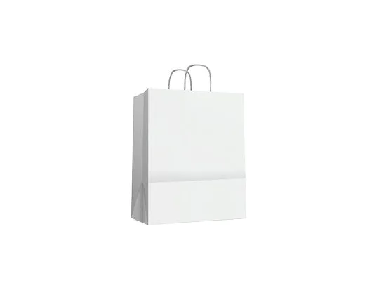 Bolsa Blanca Asa Rizada M 110gsm (32+16x42cm)-(250 unid/caja)-(exclusivo online)