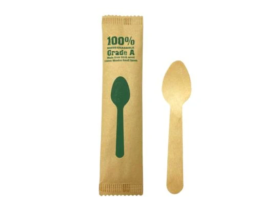 Cucharita Postre Madera 11 cm Enfundada (2000 unid/caja) (exclusivo online)