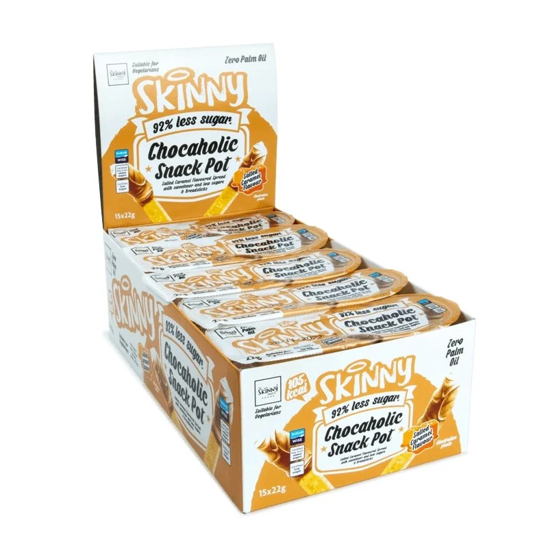 (Liquidación, Consumir preferentemente antes del 26 de septiembre) Snack de chocolate ligero con caramelo salado Skinny Chocaholic, caja de 15 x 22 g (Copia)
