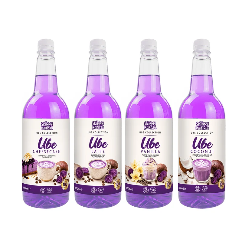Colección definitiva de jarabes de café Ube Skinny Barista – 4 x 1 litro