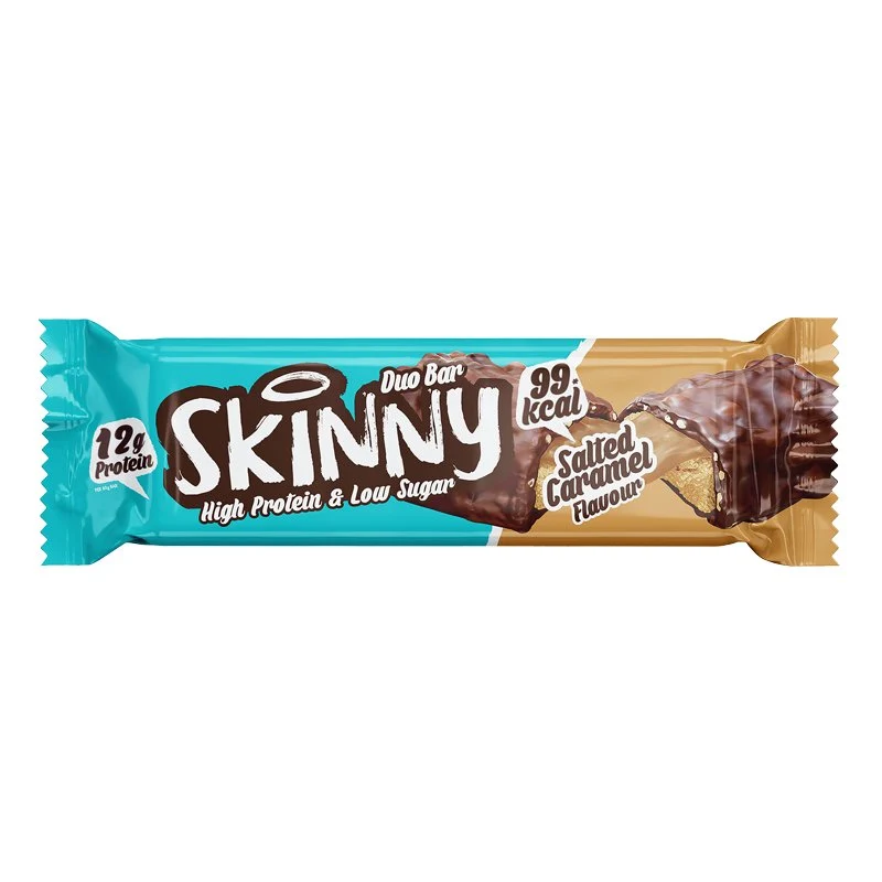 (Liquidación, Consumir preferentemente antes de diciembre de 2023) Barra doble sabor caramelo salado Skinny, alta en proteínas y baja en azúcar