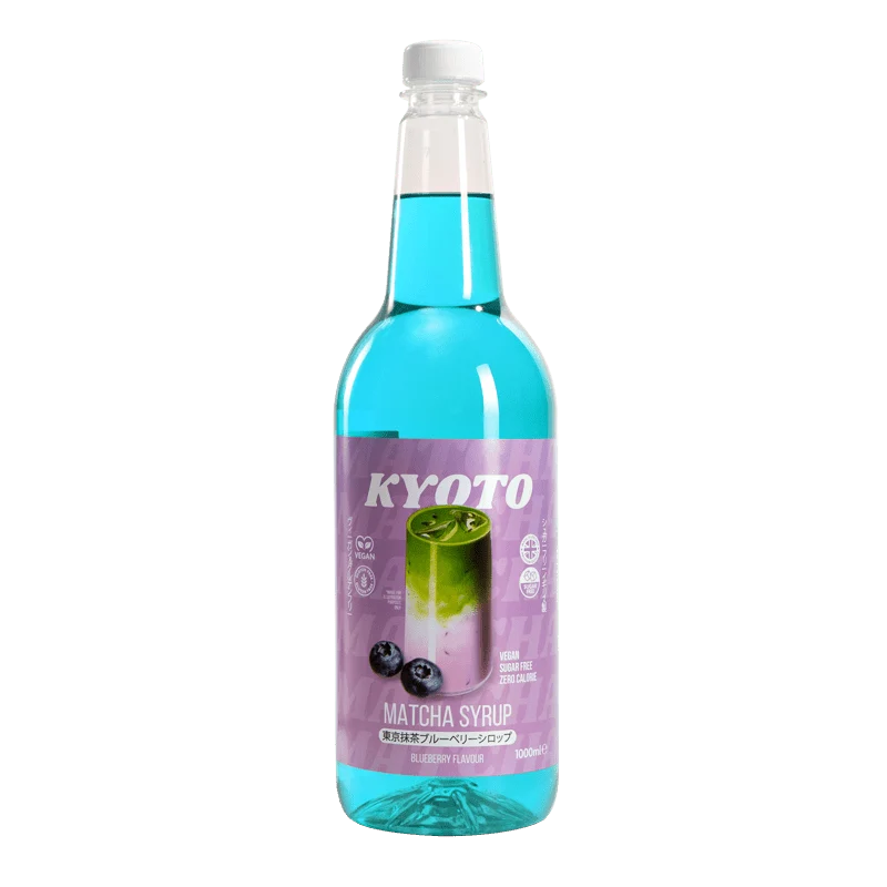 Jarabe de matcha y arándanos Kyoto - Bajo en calorías y sin azúcar - 1 litro
