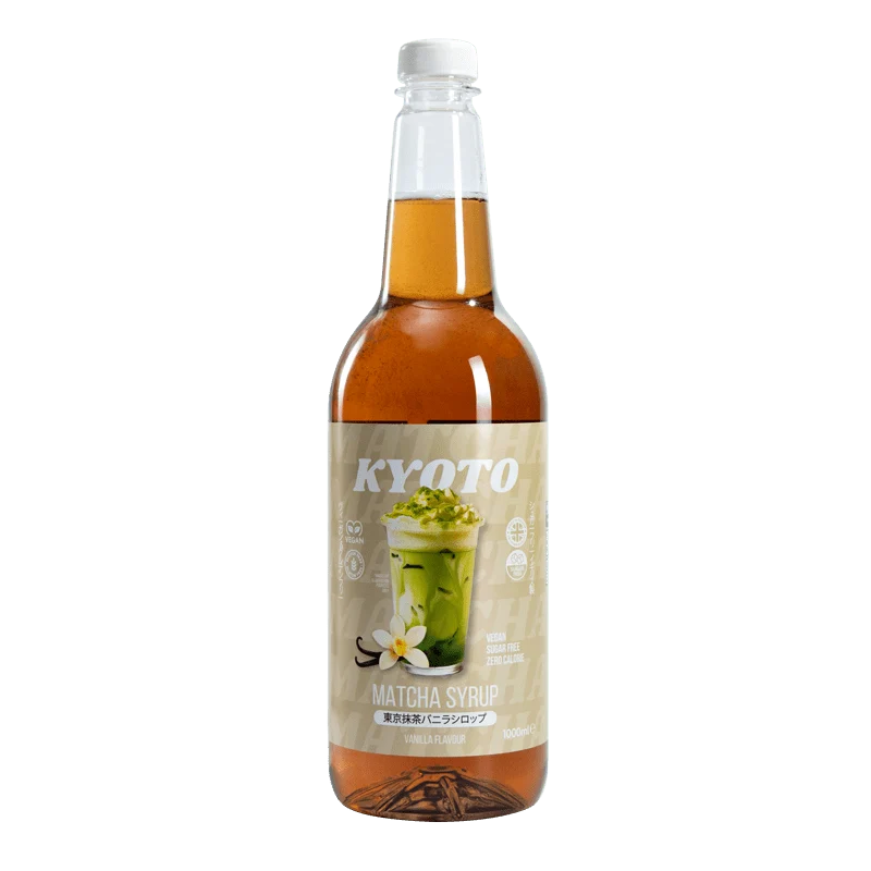 Jarabe de matcha con vainilla Kyoto - Bajo en calorías y sin azúcar - 1 litro