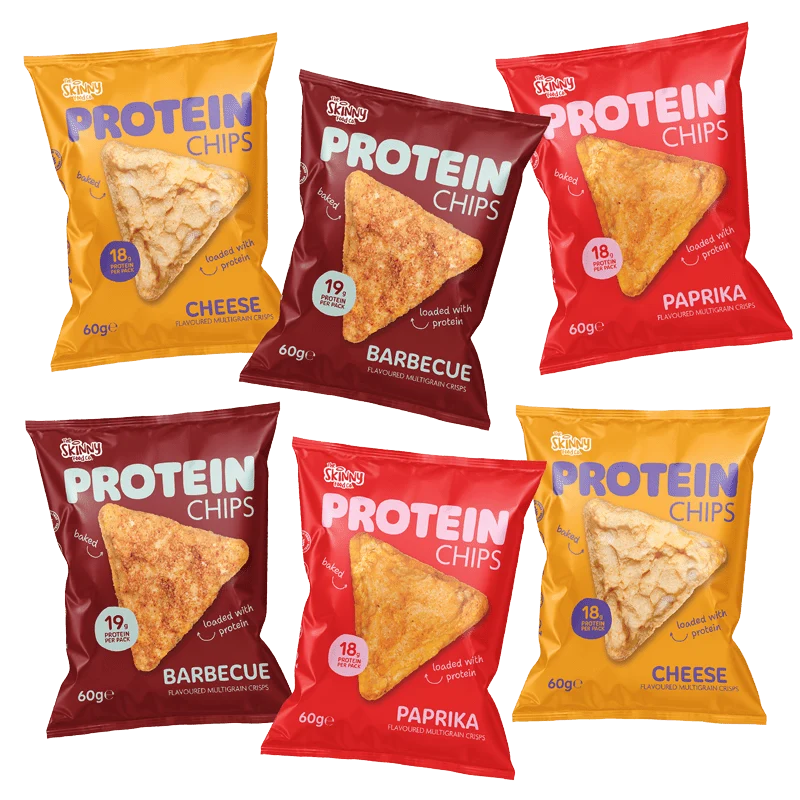 Paquete mixto de chips de proteína Skinny (2 por sabor) 6 x 60 g (18-19 g de proteína por paquete)