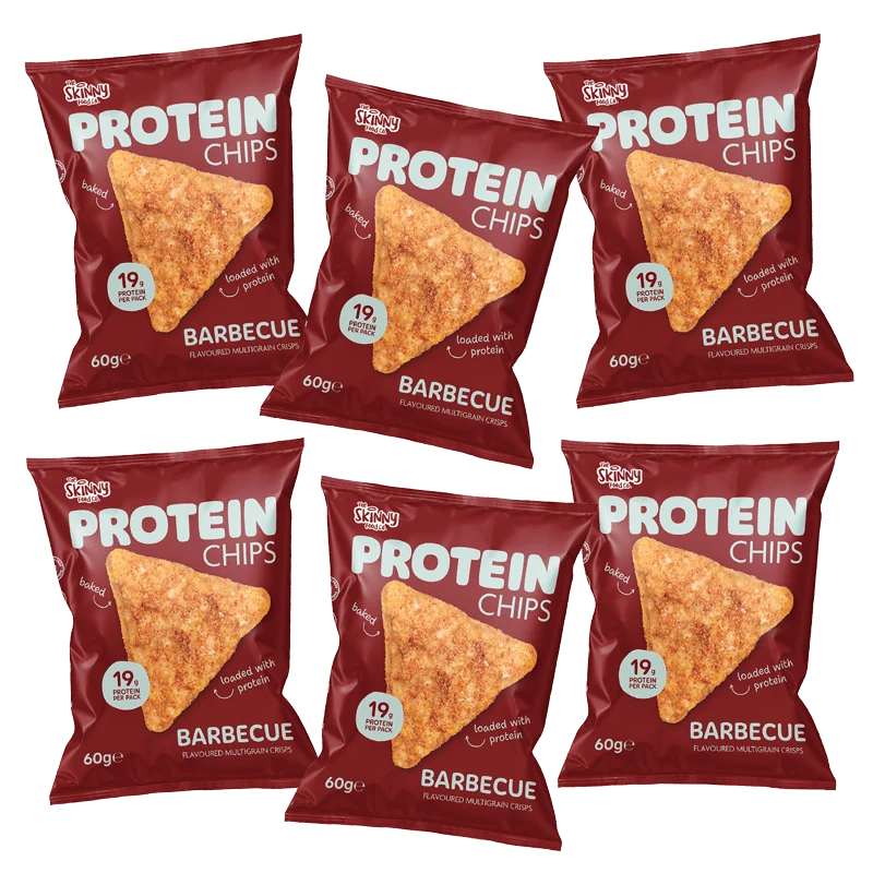 Chips de proteína Skinny sabor barbacoa (compra múltiple, 6 x 60 g, 19 g de proteína por paquete)