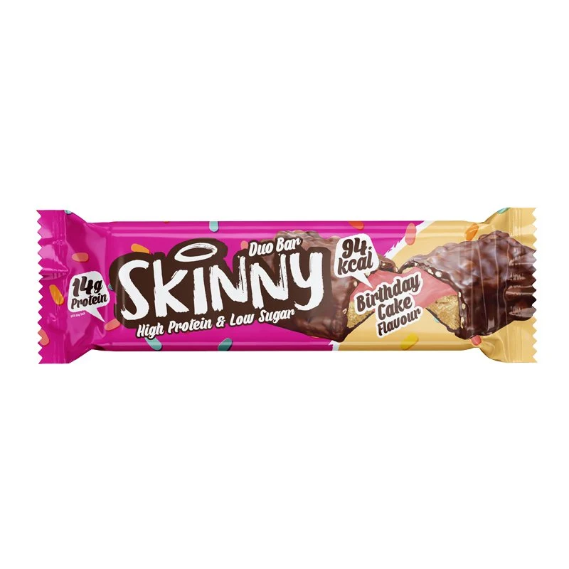 Barrita Duo Skinny con sabor a tarta de cumpleaños, alta en proteínas y baja en azúcar - 60 g