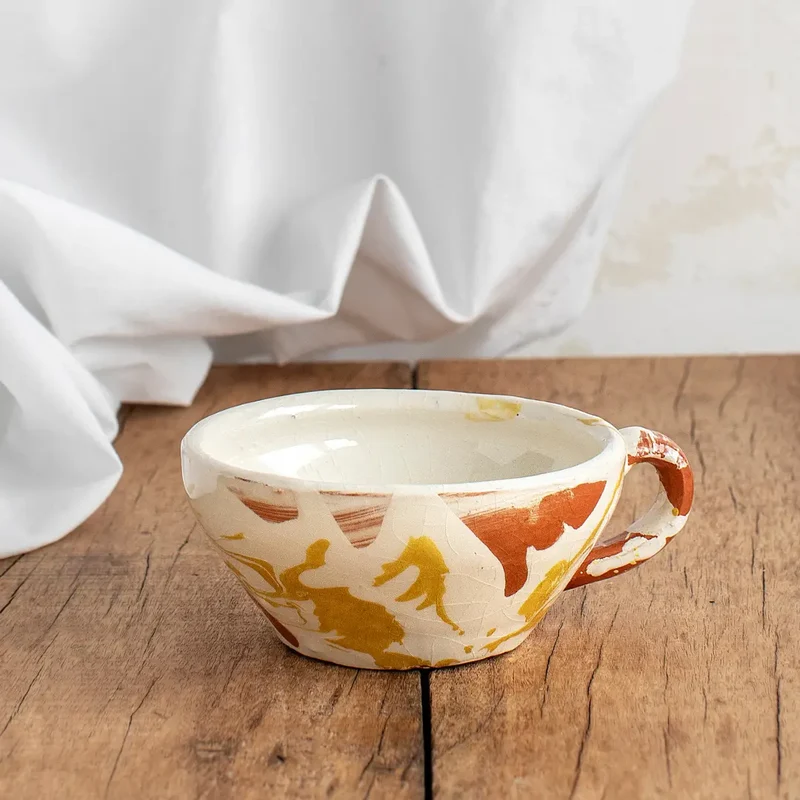Taza de Café Recta Amarillo y Blanco