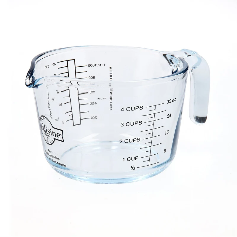 O Cuisine - Jarra Medidora con Asa y Vertedor en Vidrio de Borosilicato de 1L