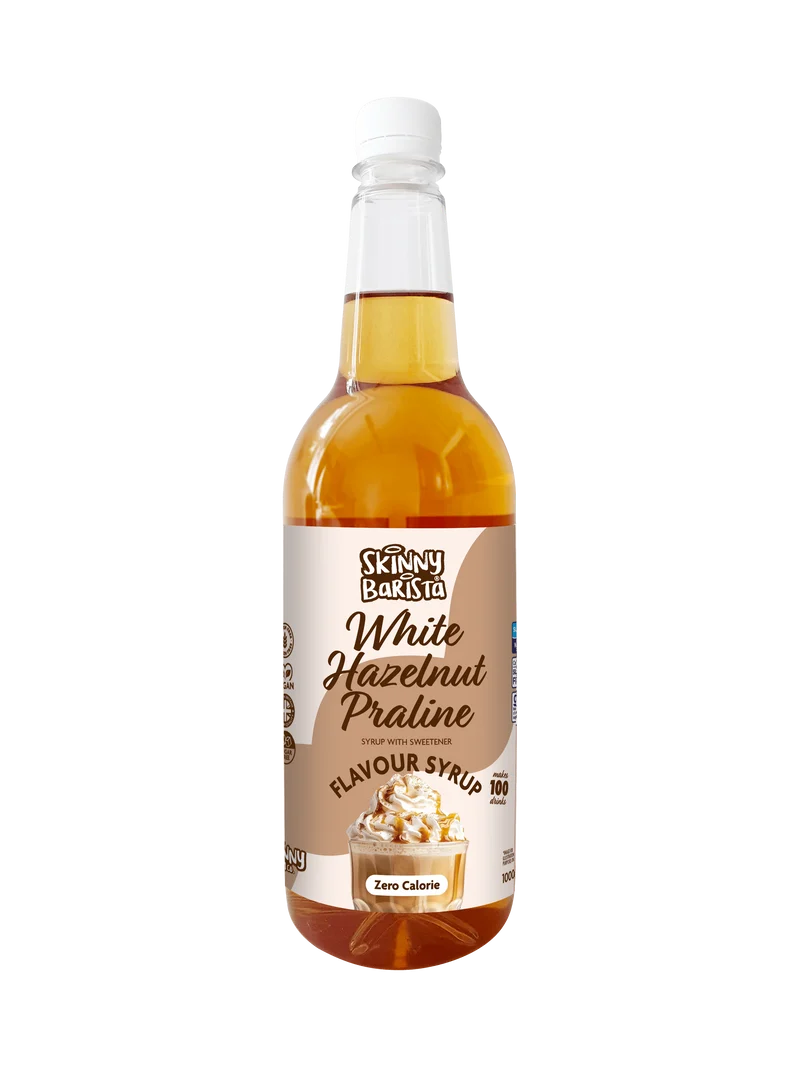 Jarabe Skinny Barista sabor praliné de avellana blanca - Café Skinny sin azúcar y sin calorías - 1 litro