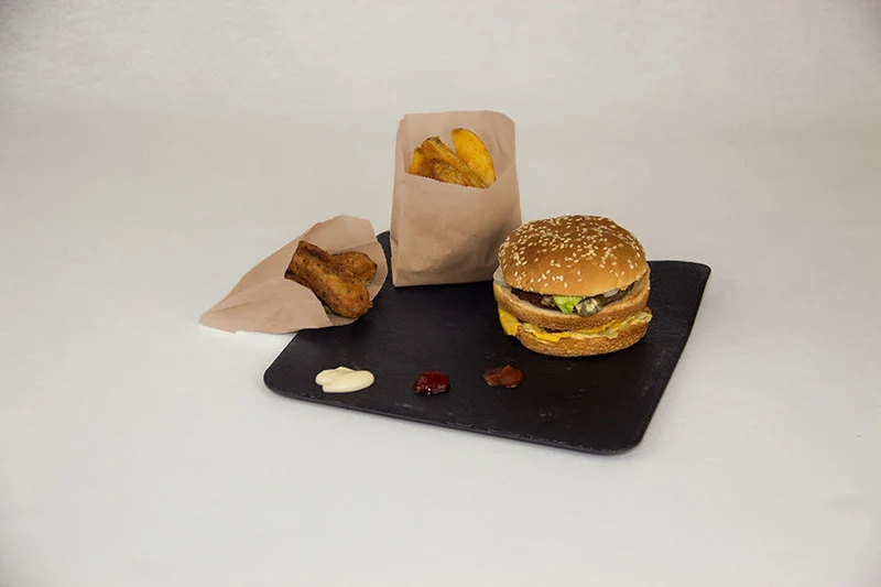 Bolsa Antigrasa Kraft para Patatas/Empanadas/Fritos 14+7x24cm