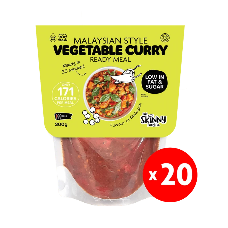 20 x Curry de verduras al estilo malasio ligero 171 calorías Comida preparada - 300 g