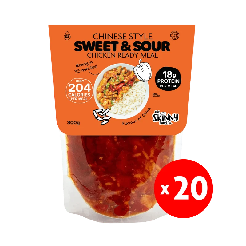 20 x Pollo chino agridulce delgado, 207 calorías, comida preparada - 300 g