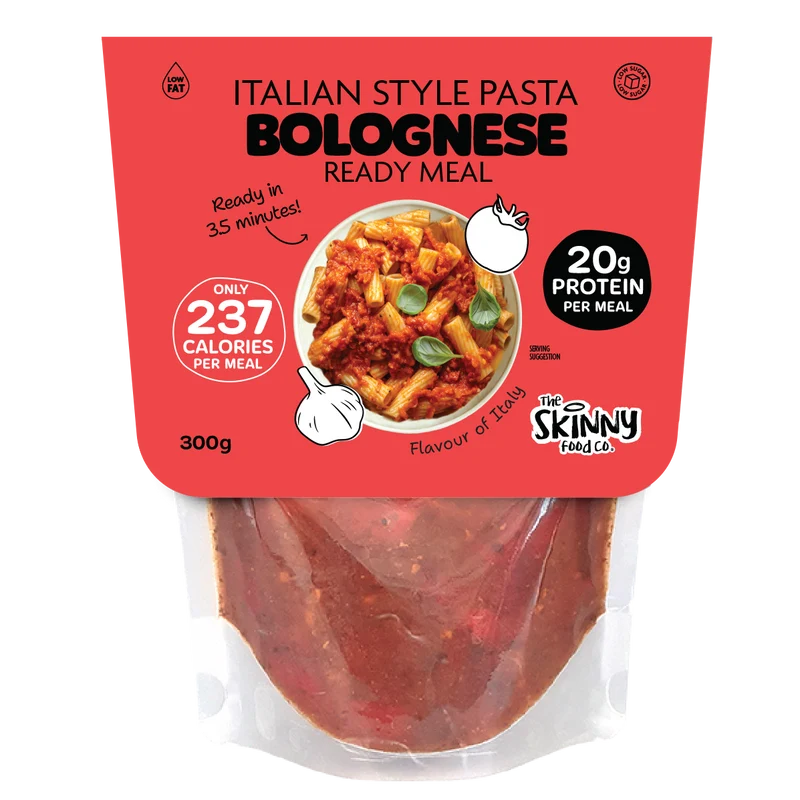 Pasta boloñesa italiana ligera, 237 calorías, plato preparado - 300 g (también disponible en paquete de 10)