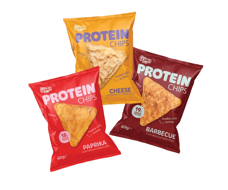 Bolsa de chips proteicos Skinny (3 sabores) 60 g (18-19 g de proteína por paquete)
