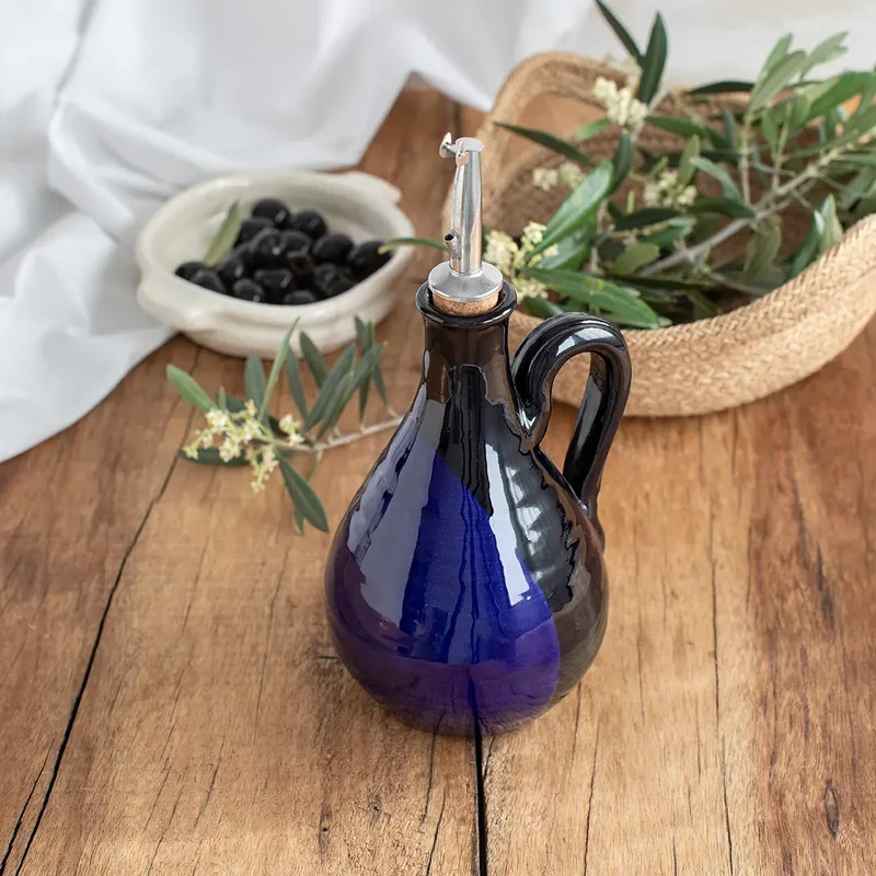 Aceitera Pera con Pitorro Barro Azul