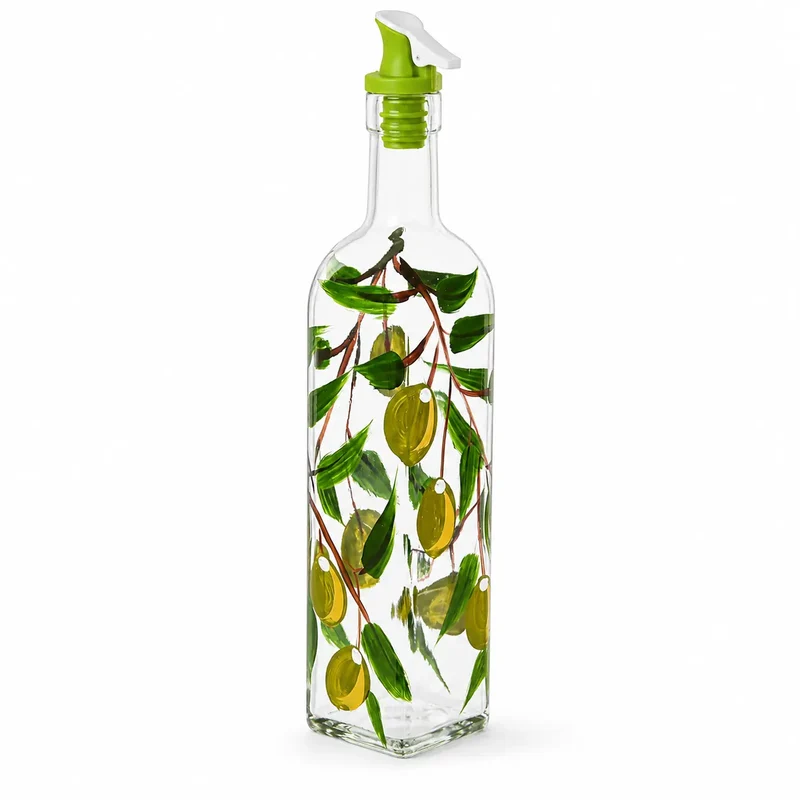 ACEITERA CRISTAL PP 6X6X29 500ML OLIVO IMPRESO