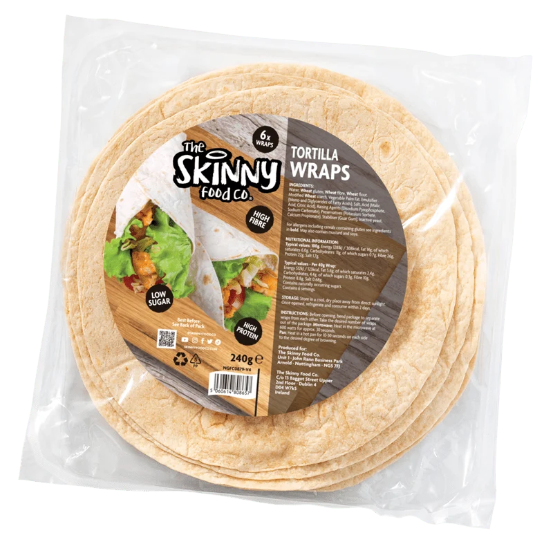 Wraps de tortilla flacos - 4 g de carbohidratos por wrap - 6 x 40 g