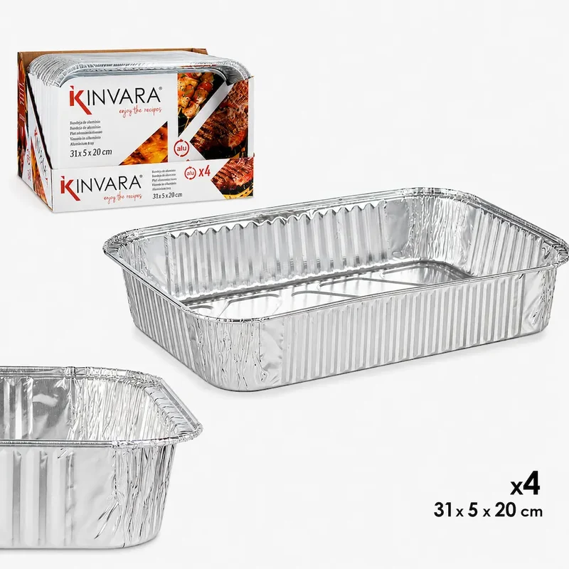 SET 4 BANDEJAS ALUMINIO RECTANGULAR MED