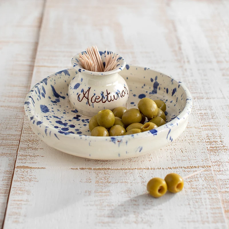 Aceitunero Cerámica de Úbeda Pintas Azules