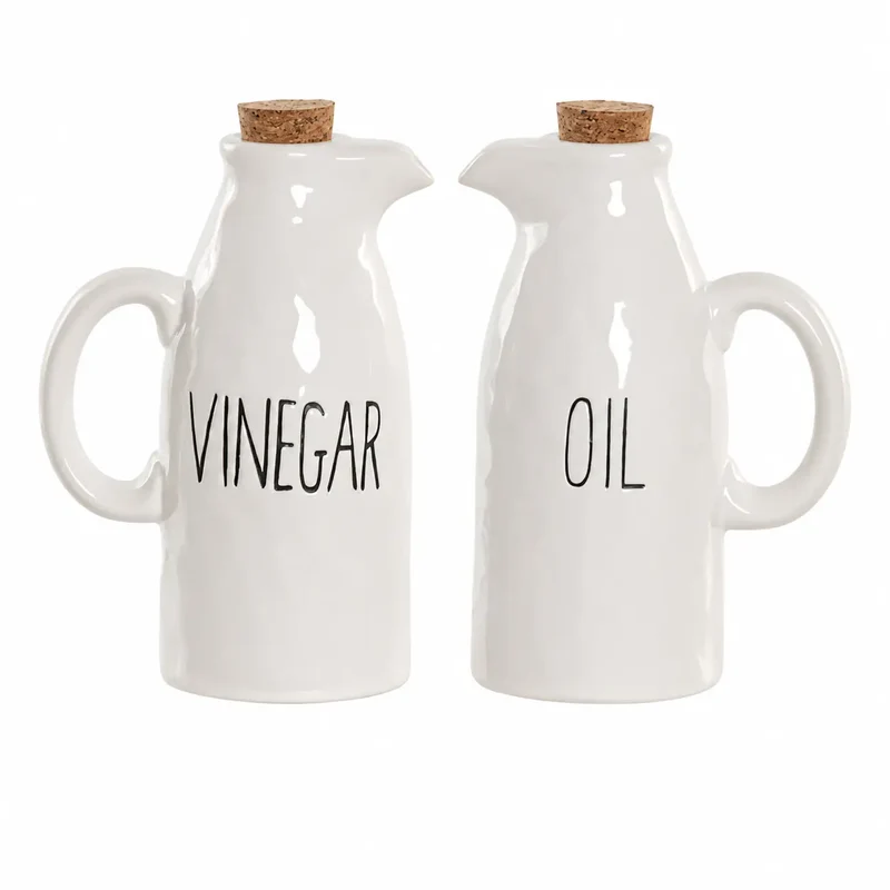 SET 2 ACEITERA VINAGRERA PORCELANA/CORCHO