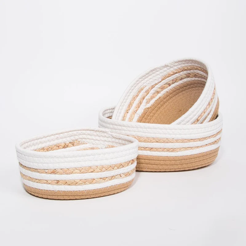 Conjunto de 3 Cestos CASARI Branco e Natural