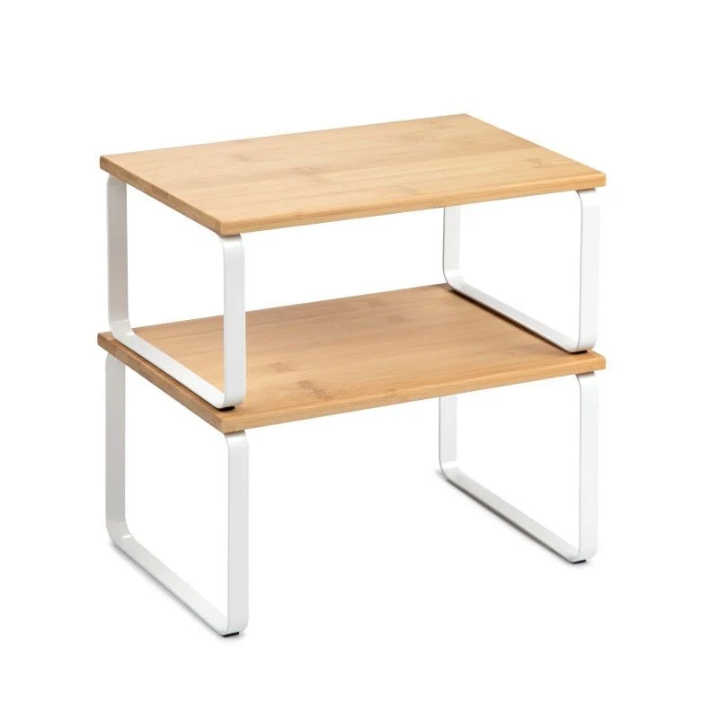 SET 2 ESTANTERIAS MODULAR BLANCO Y MADERA TATAY
