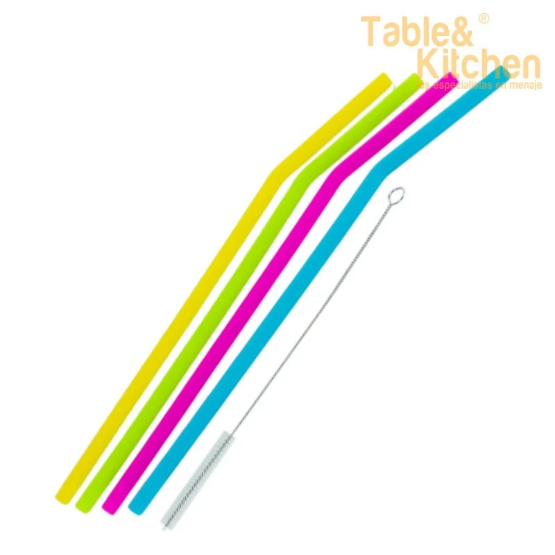 SET 4 PAJITAS REUTILIZABLES SILICONA