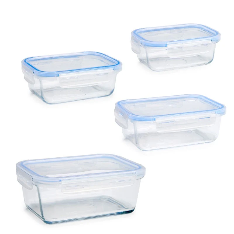 SET 4 HERMETICOS RECTANGULARES VIDRIO