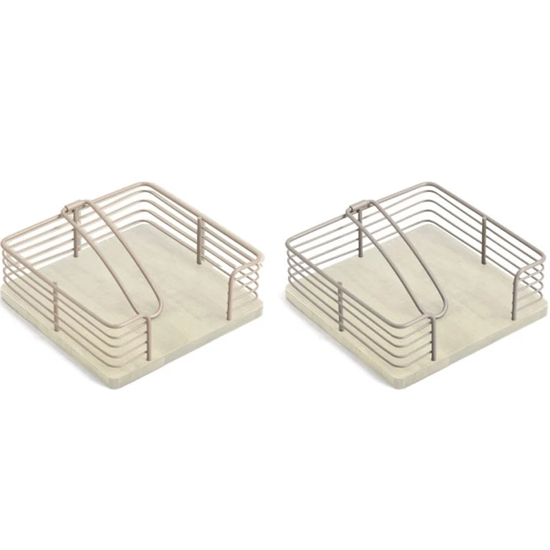 SERVILLETERO METAL RUBBERWOOD 18X18X7CM 2 SURT.