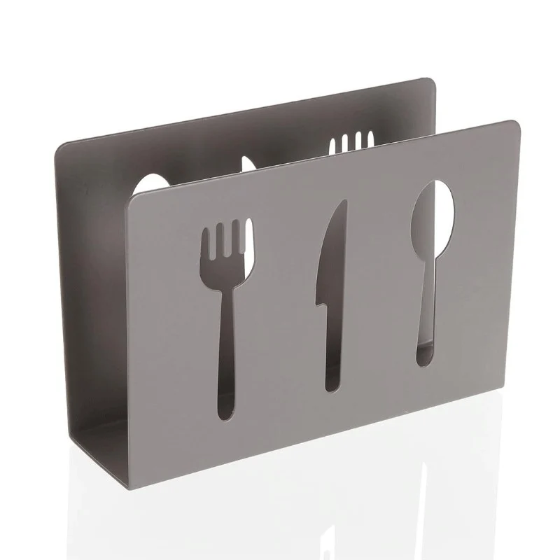 SERVILLETERO CUBIERTOS METALICO GRIS