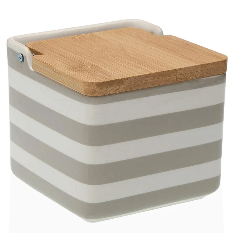 SALERO COCINA RAYAS GRISES