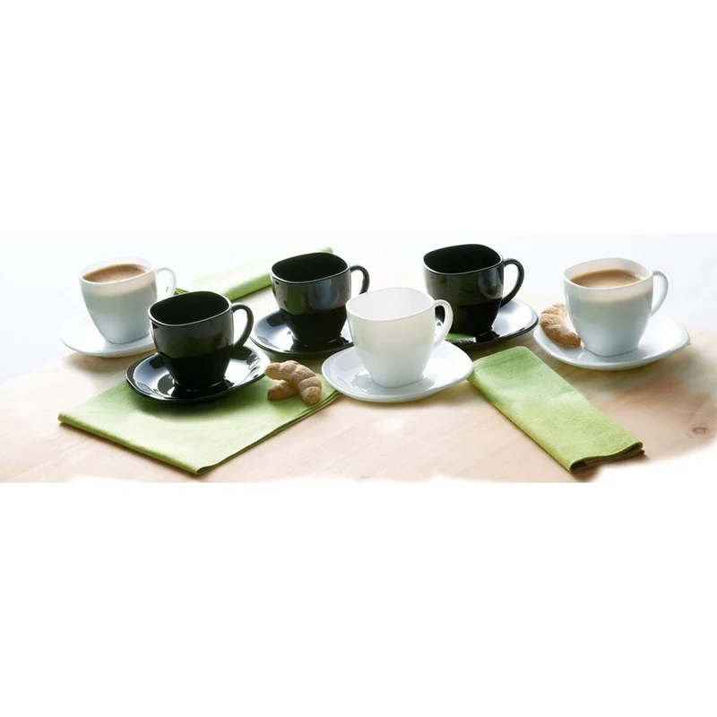 SET 6 TAZAS 22CL CARINE NOIR/BLANC LUMINARC