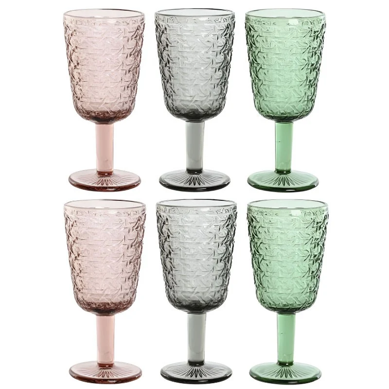 JUEGO 6 COPAS CRISTAL SURTIDAS 8,7 X 17CM