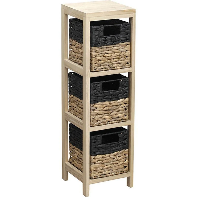 2 MUEBLES AUX. 3 CESTAS NEGRO/NATURAL 22x22CM