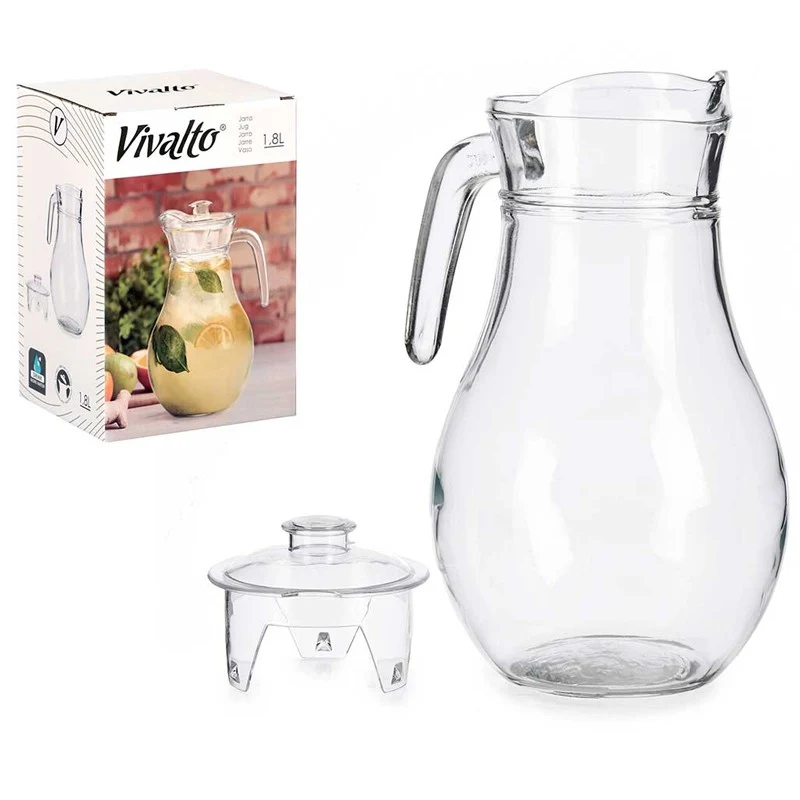 JARRA CRISTAL TAPA TRANSPARENTE 1,8 LITROS
