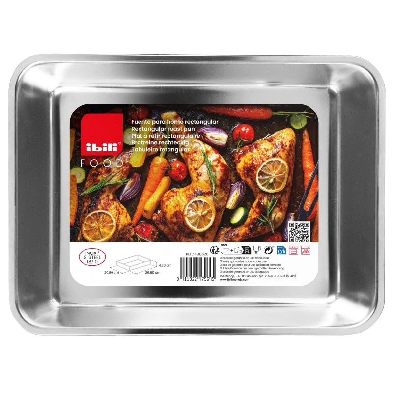 FUENTE HORNO RECTA. FOOD 35,2 X 27 X 6CM IBILI