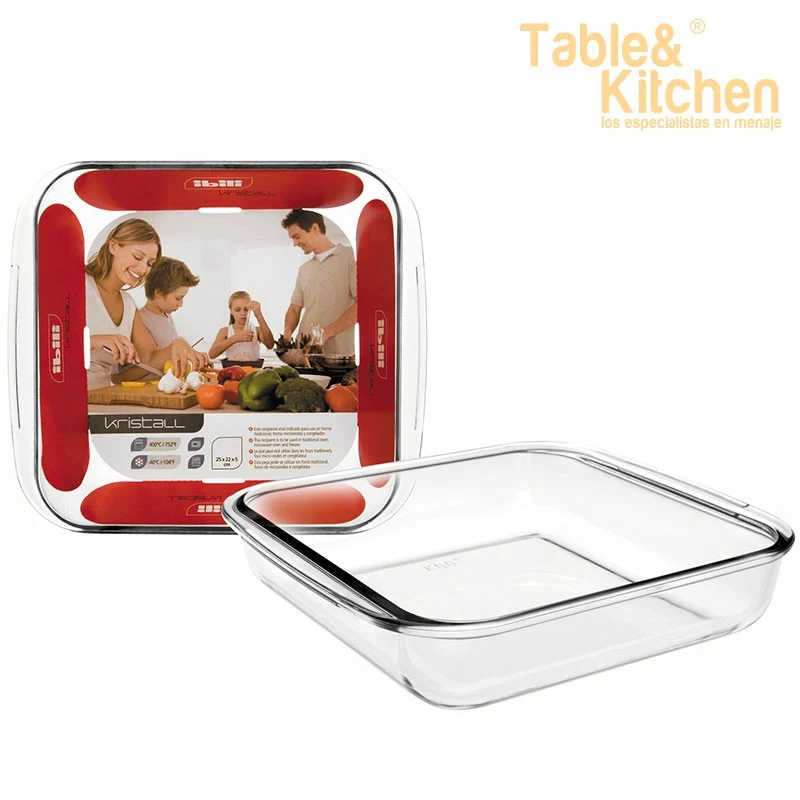 FUENTE HORNO CUADRADA KRISTALL 25X22X5CM IBILI