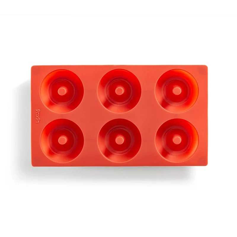 MOLDE PARA 6 DONUTS ROJO LEKUE