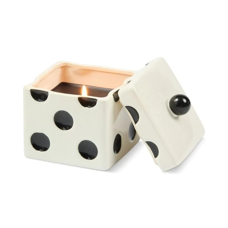 Vela de Cera Negra de Cerámica Lucky Dice - Lava Stone