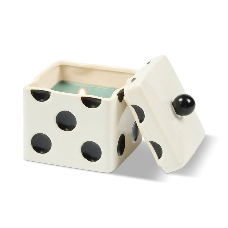 Vela de Cera MInt de Cerámica Lucky Dice - Misted Lime