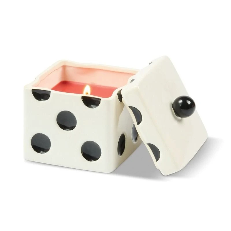 Vela de Cera Roja de Cerámica Lucky Dice - Tobacco Patchouli