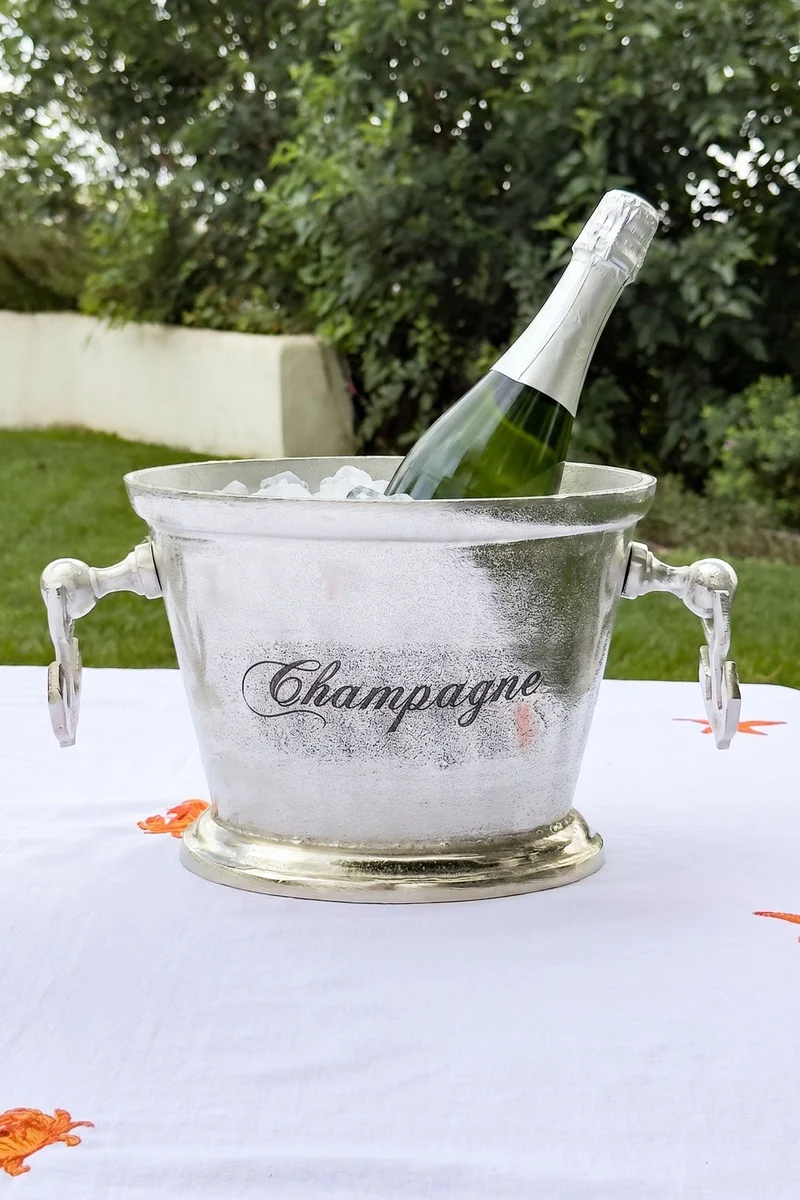 Champanera Plateada Con Agarradores Diseño "Champagne"