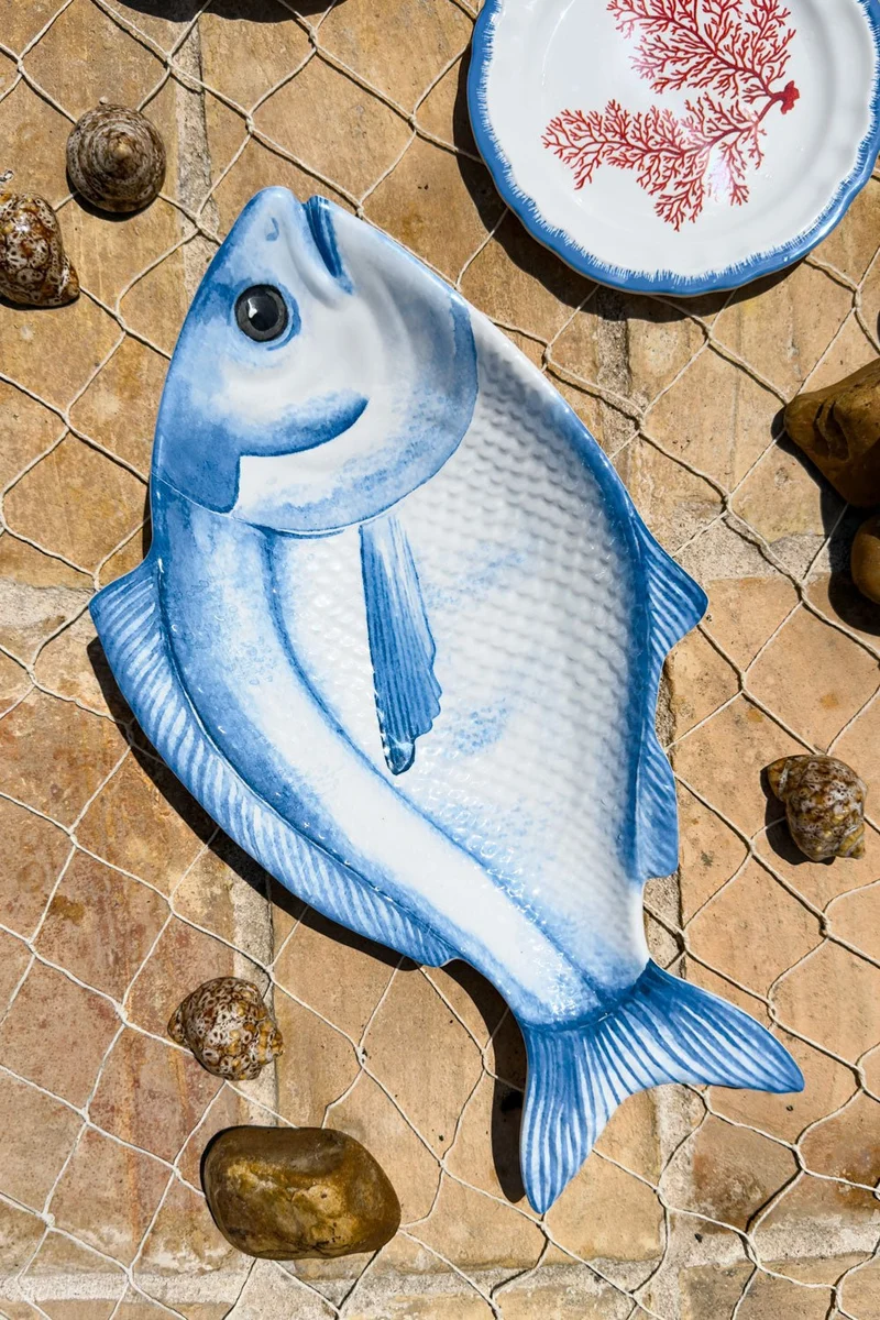 Fuente De Melamina Diseño Pez Azul