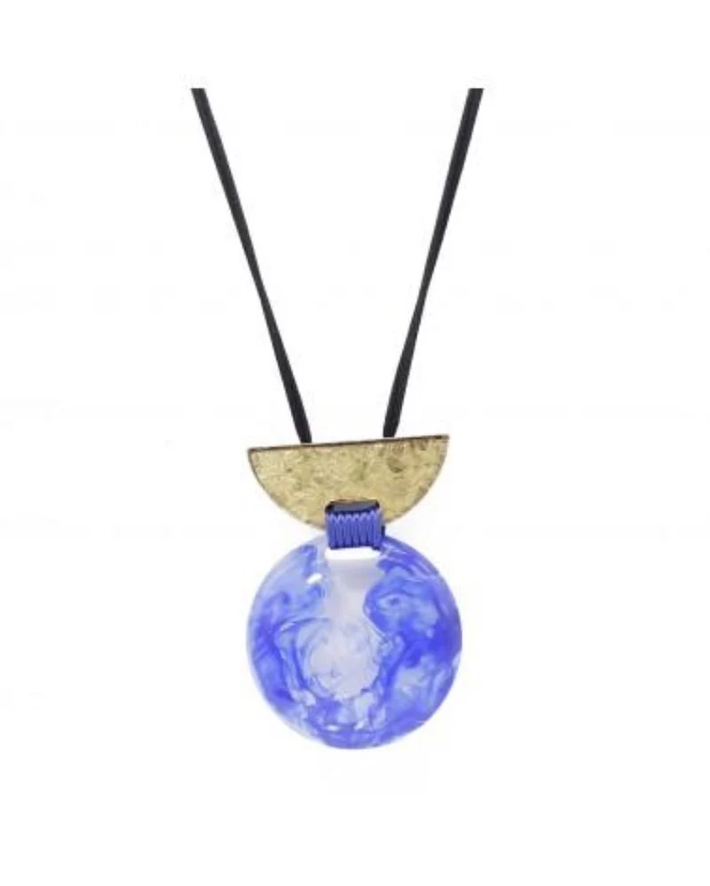 COLLAR CIRCULAR RESINA Y PAN DE ORO AZUL