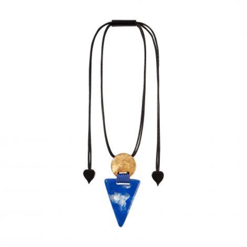 COLLAR AJUSTABLE RESINA Y PAN DE ORO AZUL