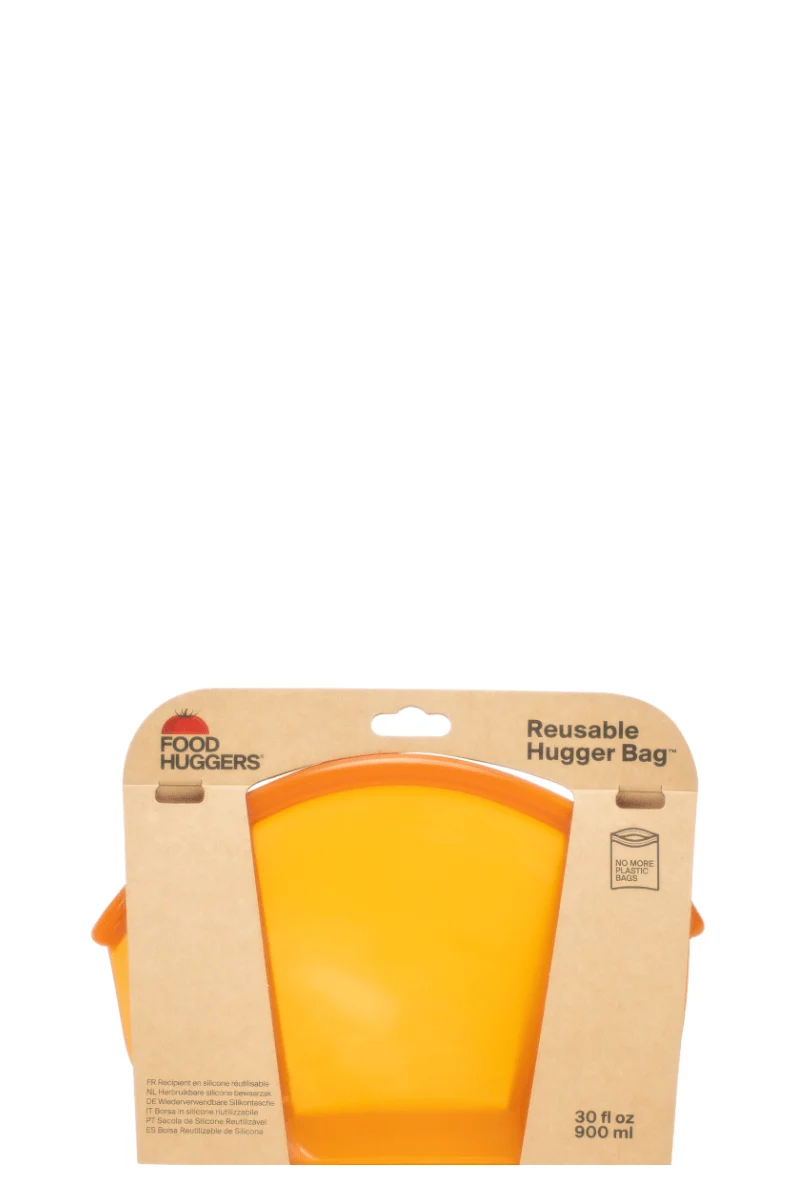 Bolsa reutilizable de silicona para almacenaje y transporte de alimentos - naranja 900ml- Hugger Bag