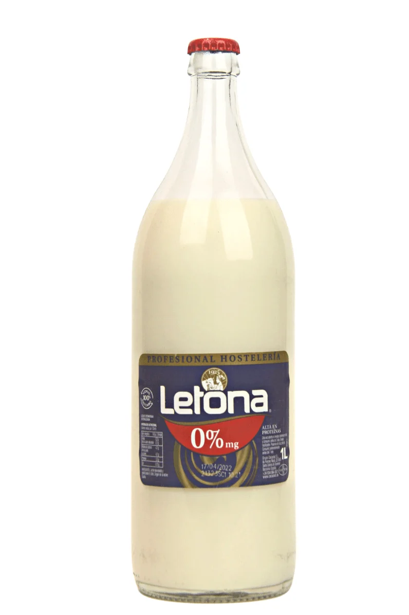 Leche letona desnatada en vidrio retornable 1L