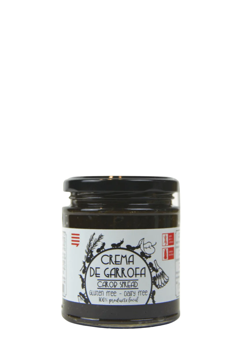 Crema artesana de Algarroba con MIEL en Vidrio Retornable 240 g - MENJAMIQUES