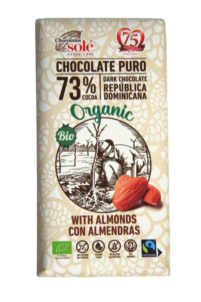 Chocolate negro 73% con almendras ECO FT 150 g - Sole